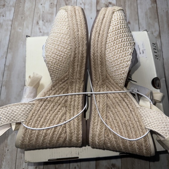 a.n.a Womens Wasper Wedge Cream Slingback Strap Closed Toe Lace Up Sandals Sz 7M - Picture 5 of 8